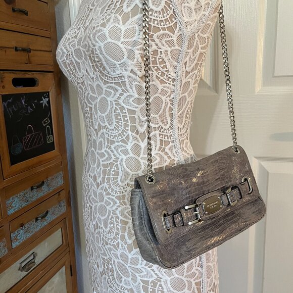 Michael Kors Vintage- Soft Suede Like - Snake / Animal Print Bag- Gray- EC - Picture 5 of 13